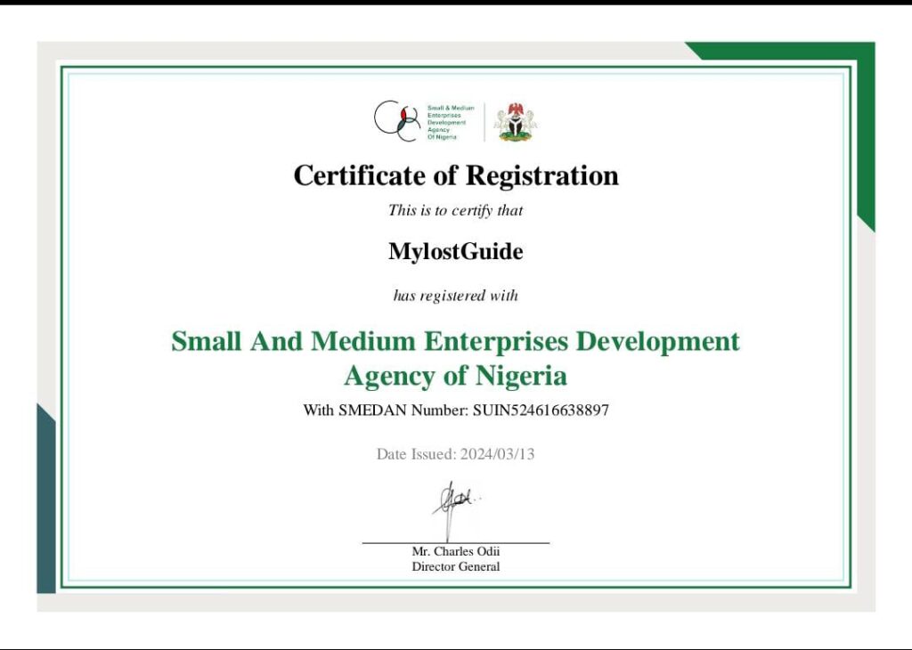 SMEDAN BUSINESS CERTIFICATE