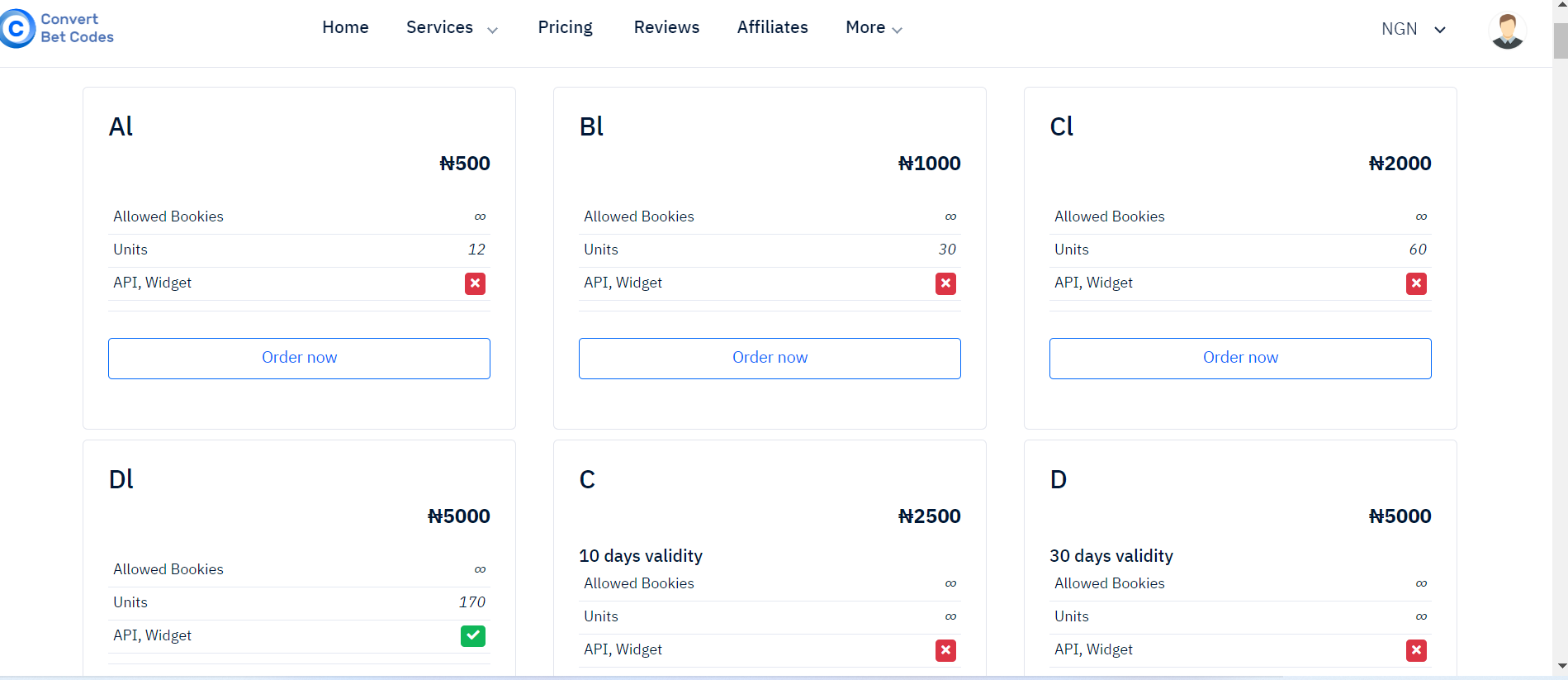 convert bet booking code pricing