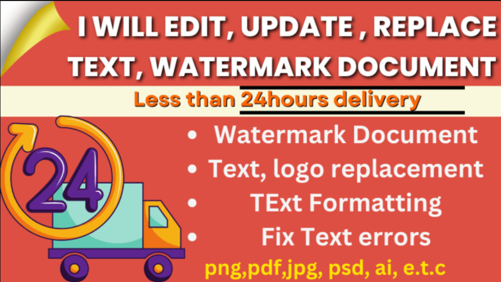 edit image, update, modify text logo, watermark text in documents image certificate editing